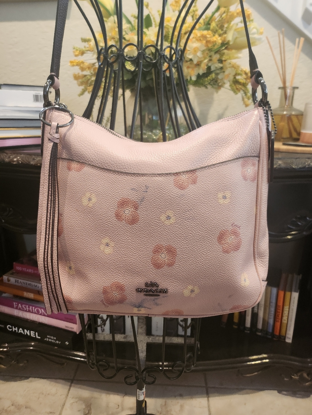 Coach Chaise Pansy Print Leather Crossbody bag